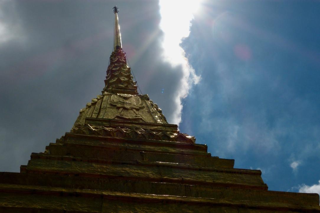 Shrine with sky and sun rays 